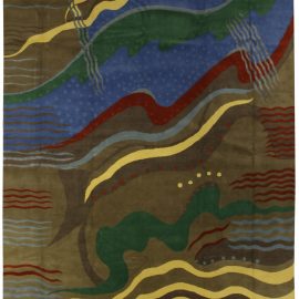 Art Deco Inspired Colorful Hand Knotted Silk & Wool Rug N10627