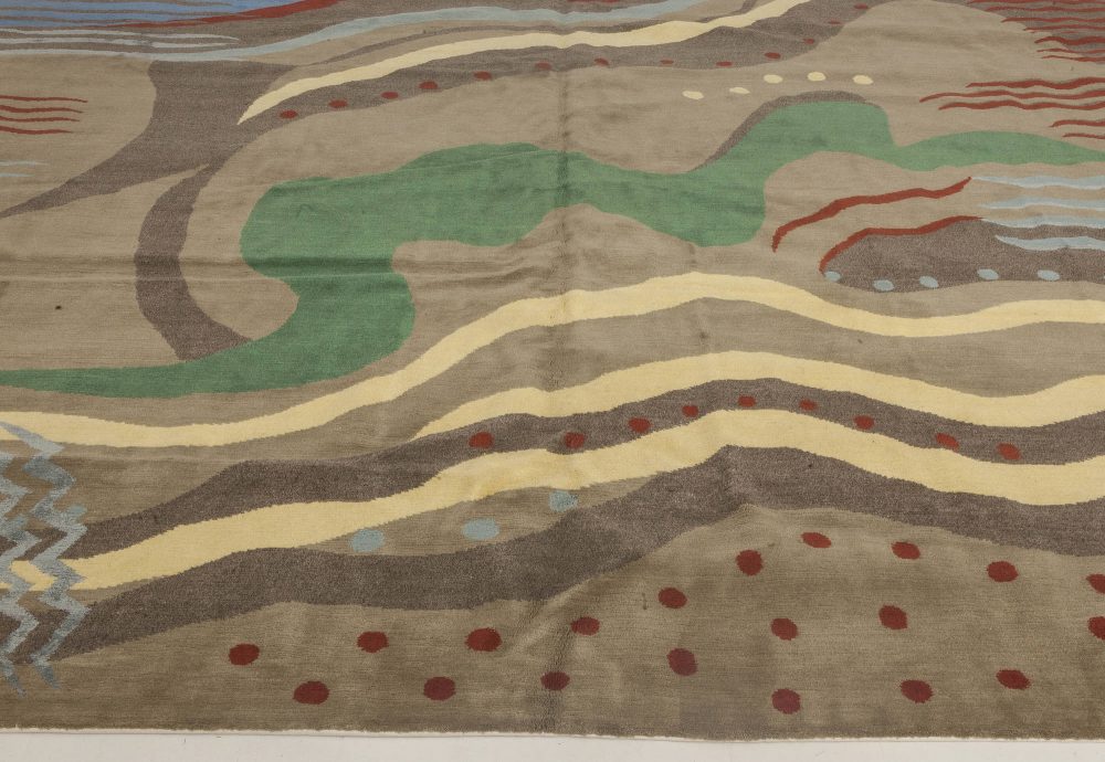 Art Deco Inspired Colorful Hand Knotted Silk & Wool Rug N10627
