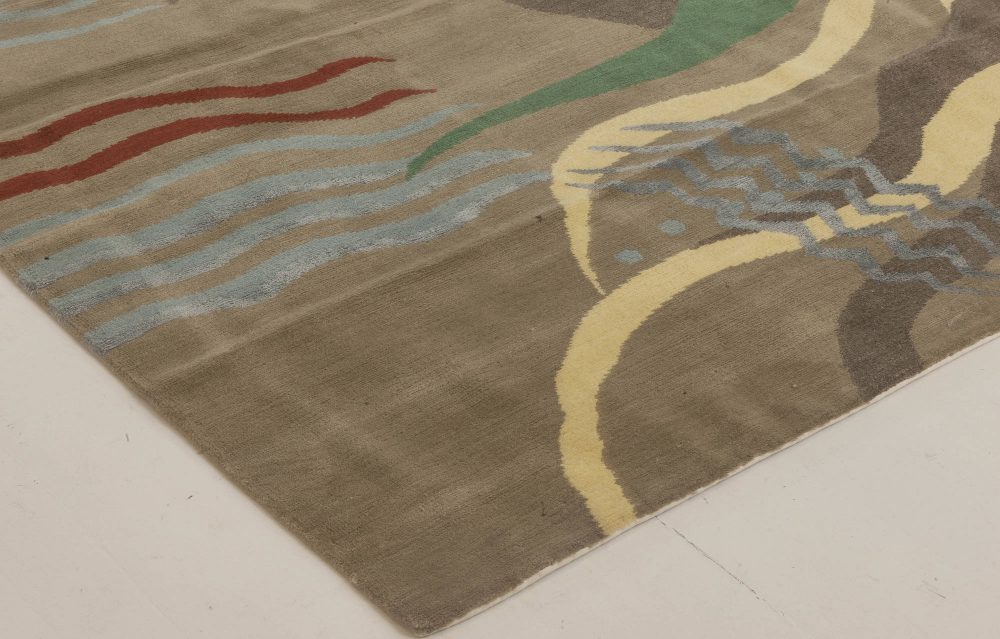 Art Deco Inspired Colorful Hand Knotted Silk & Wool Rug N10627