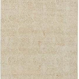 Contemporary Damask Arabesque Soft Beige With Brown Handmade Wool & Silk Carpet “Fiorato” N11062