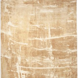 Contemporary Abstract Warm Tan With Light Beige Handmade Wool & Silk Carpet “Desert” N10018
