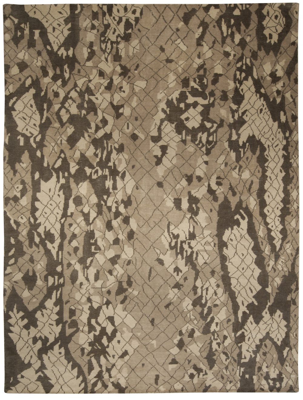 Doris Leslie Blau Collection Miraje Design Brown and Beige Hand Knotted Wool Rug N10227