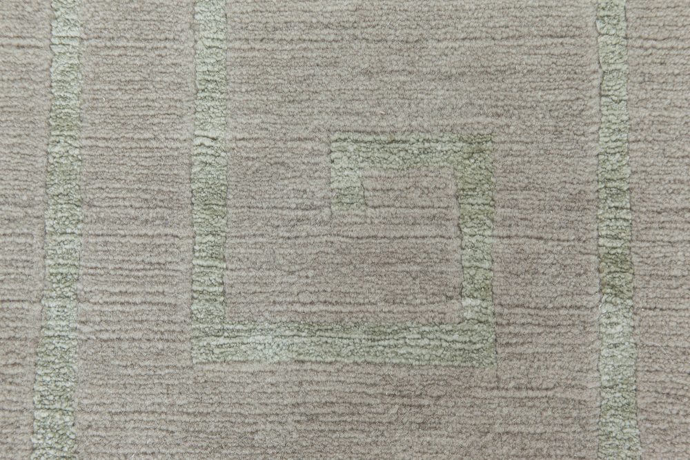 Doris Leslie Blau Collection Greek Key Design Gray, Pale Teal, Silk & Wool Rug N11512