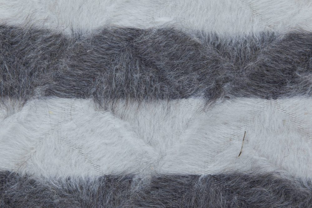 Doris Leslie Blau Collection Modern Striped Shaggy Handmade Goat Hair Rug N11519