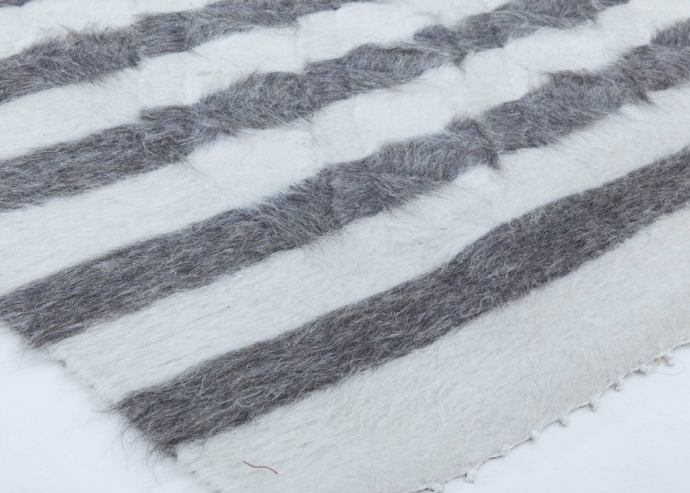 Doris Leslie Blau Collection Modern Striped Shaggy Handmade Goat Hair Rug N11519