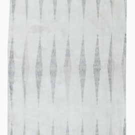 Modern Geometric Stripes Light Gray Hand-Knotted Silk Runner “Shiver” N11593