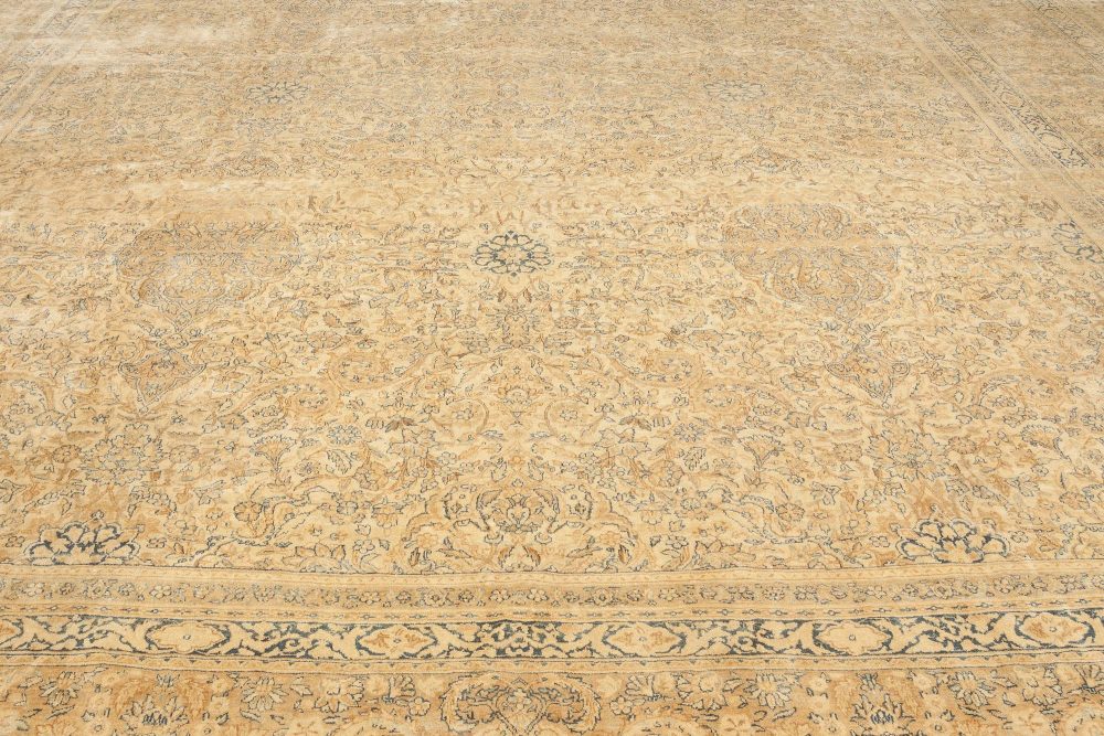 Authentic 19th Century Persian Kirman Beige Carpet BB4268