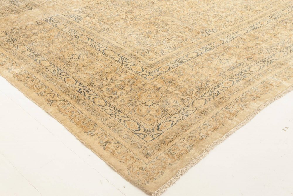 Authentic 19th Century Persian Kirman Beige Carpet BB4268