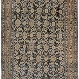 Antique Kirman Persian Floral Allover Light Beige Hand-Knotted Wool Rug – Circa 1880 BB1687