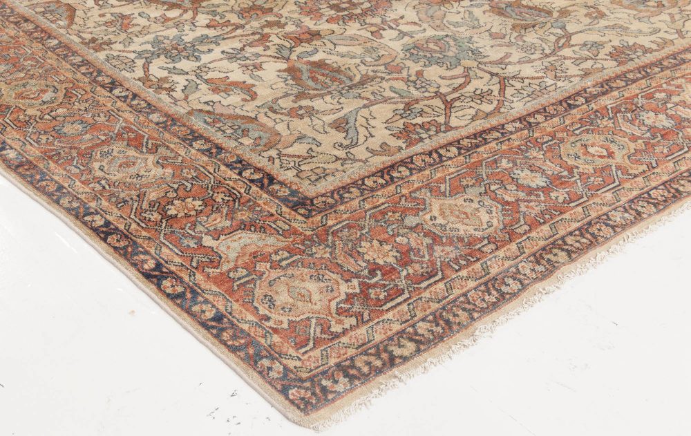 Antique Persian Sultanabad Botanic Handmade Wool Carpet BB3336