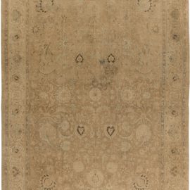 Tabriz Persian Antique Floral Allover Warm Tan Hand-Knotted Wool Rug – Circa 1920 BB3168