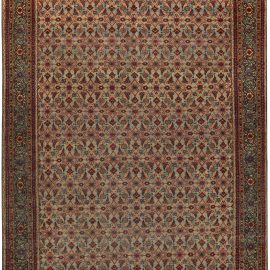 Tabriz Persian Antique Floral Allover Ivory Beige Hand-Knotted Wool Carpet – Circa 1880 BB5073