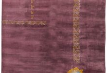 Mid-20th century Chinese Royal Purple and <mark class='searchwp-highlight'>Orange</mark> Handwoven Wool Rug BB6188
