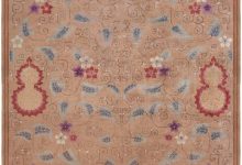 Midcentury Chinese Handmade Wool Rug in Light Brown, Red, Purple, Red and Ivory BB3679