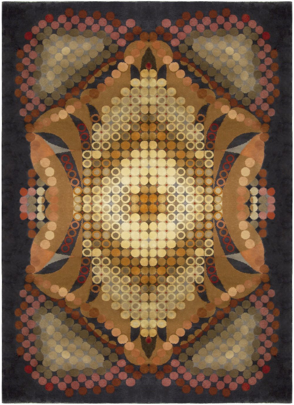 Vintage French Art Deco Circular Shape Handwoven Wool Rug BB5110