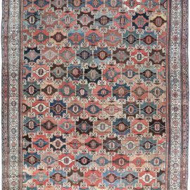 Early 20th Century Oversized Beige, Red and Blue Persian Malayer Wool Rug BB4653