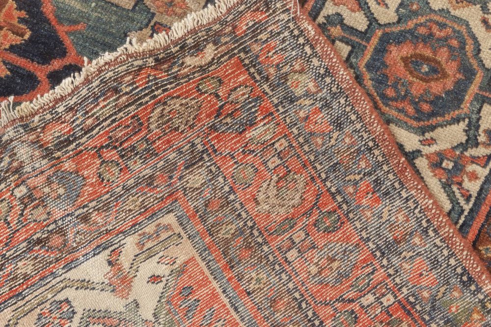 Early 20th Century Oversized Beige, Red and Blue Persian Malayer Wool Rug BB4653