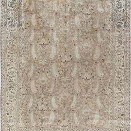 Tabriz Persian Antique Allover Floral Soft Beige Hand-Knotted Wool Rug – Circa 1920 BB0368