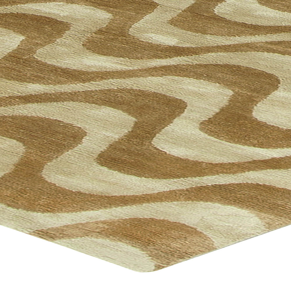 Doris Leslie Blau Collection Gold Waves Design Handmade Wool and Silk Rug N10720