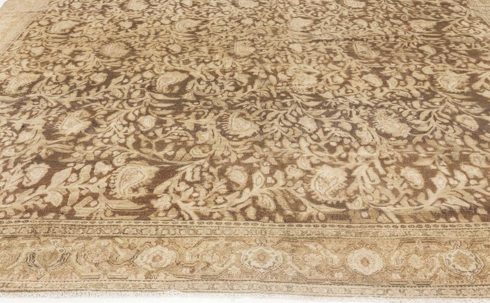 19th Century Senneh Persian Brown Handmade Wool Rug BB4282