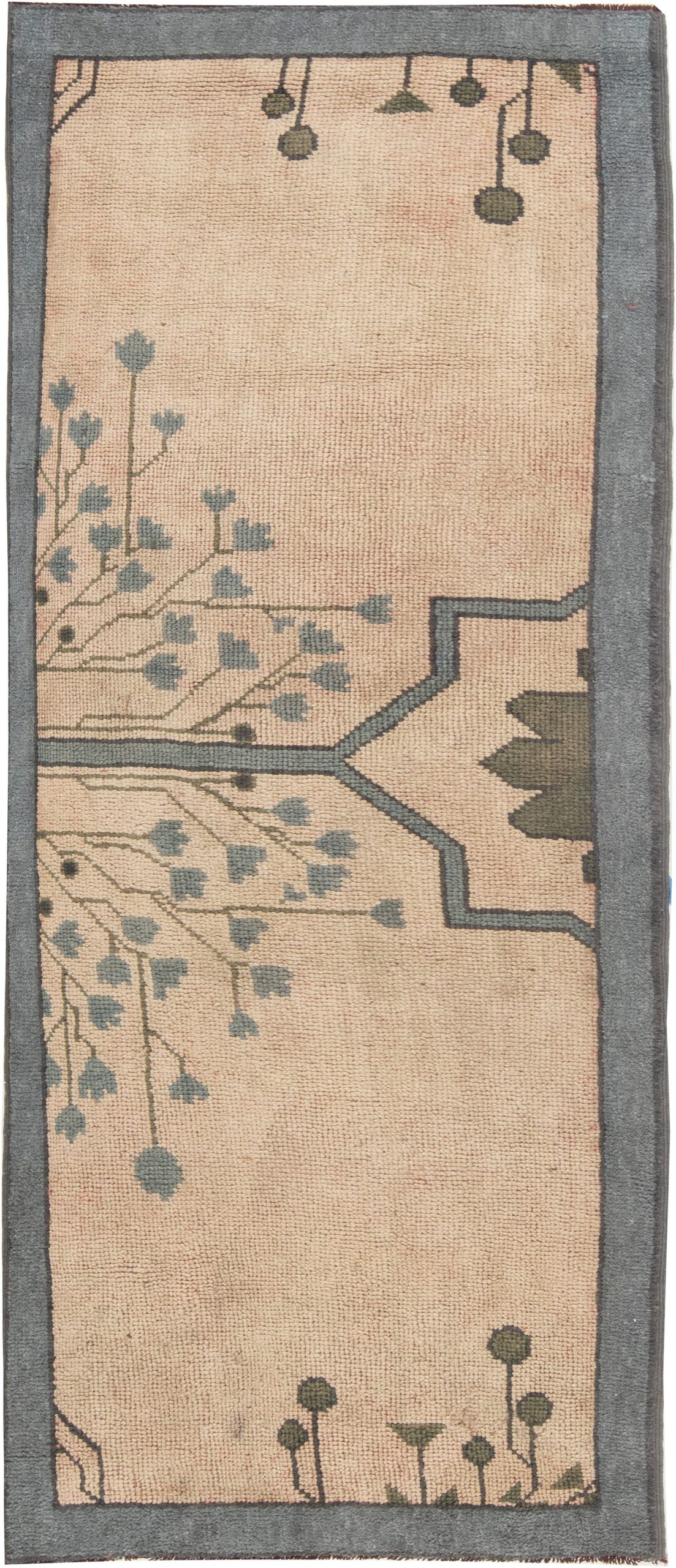Arts & Crafts Dusty Pink, Blue and Taupe Fragment Rug by Gavin Morton BB6302