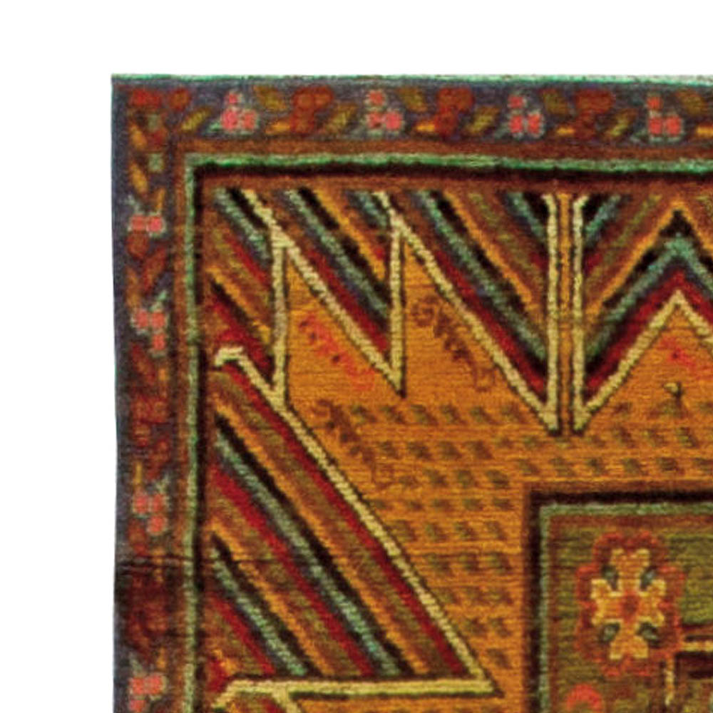 Vintage Samarkand Red, Yellow Handmade Wool Rug BB5776
