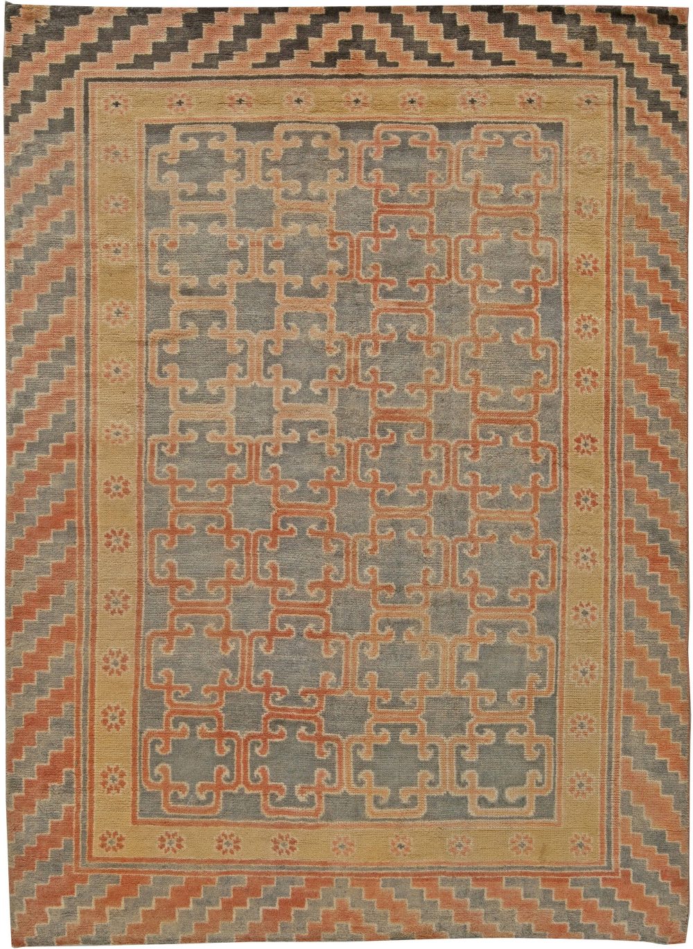 Samarkand Traditional Red, Brown and Black Hand Knotted Wool Rug N10918