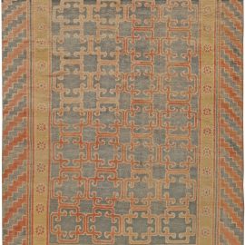 Samarkand Traditional Red, Brown and Black Hand Knotted Wool Rug N10918