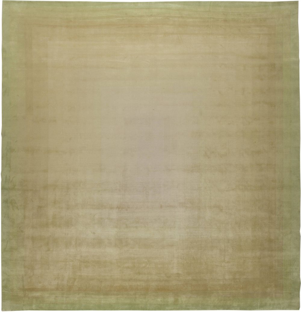 Albers Style Silk Rug in Shades of Cream and Green N10873