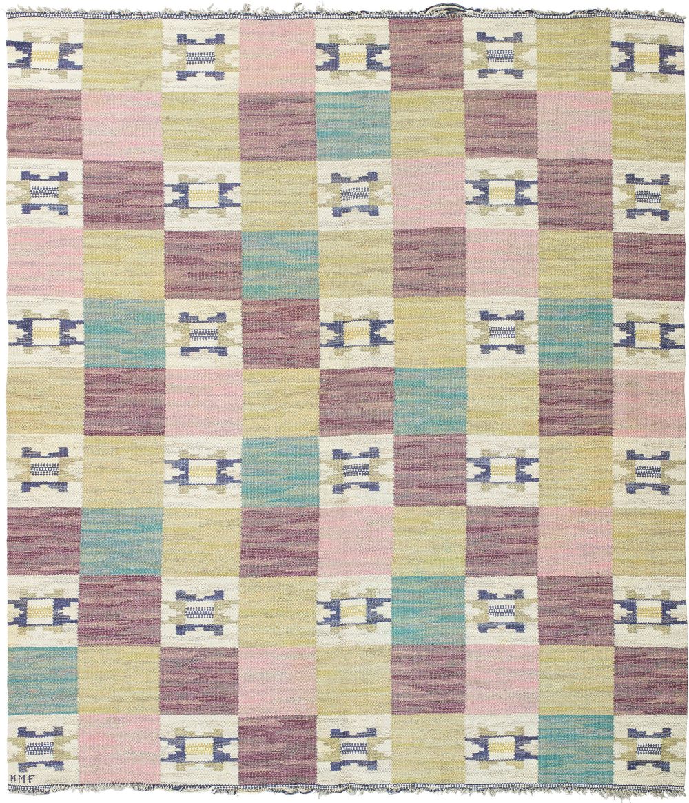 Mid-Century “Ratmattan” Swedish Rug by Marta Maas-Fjetterstrom. Woven signature to edge “MMF” BB6017