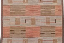 Handwoven Midcentury Swedish Wool Flat-Weave Rug in Beige, Salmon Pink and Brown BB6254
