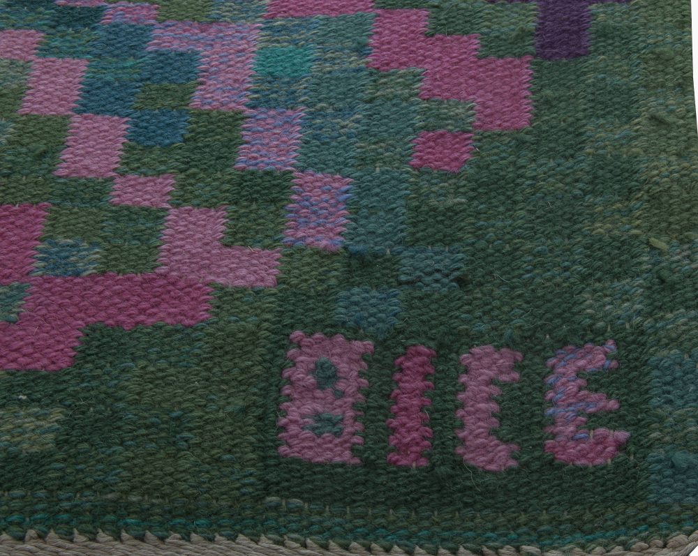 Vintage Swedish Flat Weave Runner Signed  Bice. BB6398