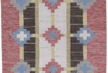 Midcentury Swedish Pink, Blue and <mark class='searchwp-highlight'>Yellow</mark> Flat-Weave Runner by Sverker Greuholm BB6247