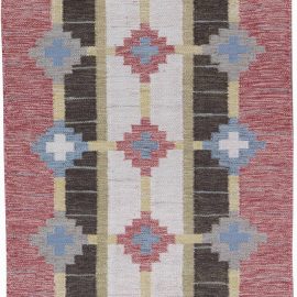 Vintage Scandinavian Geometric Flatweave Wool Runner By Sverker Greuholm BB6247