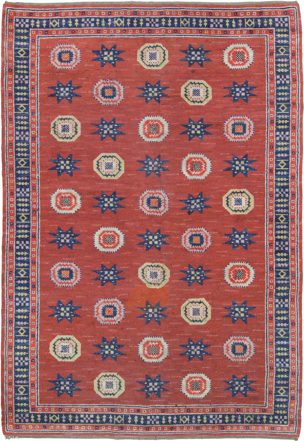 Vintage Scandinavian Pile Rug with Rod Flossa Design by Märta Måås-Fjetterström BB6116