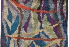 Mid-20th century Swedish Rya Wool Rug in Purple, Blue, Green and Yellow BB5683