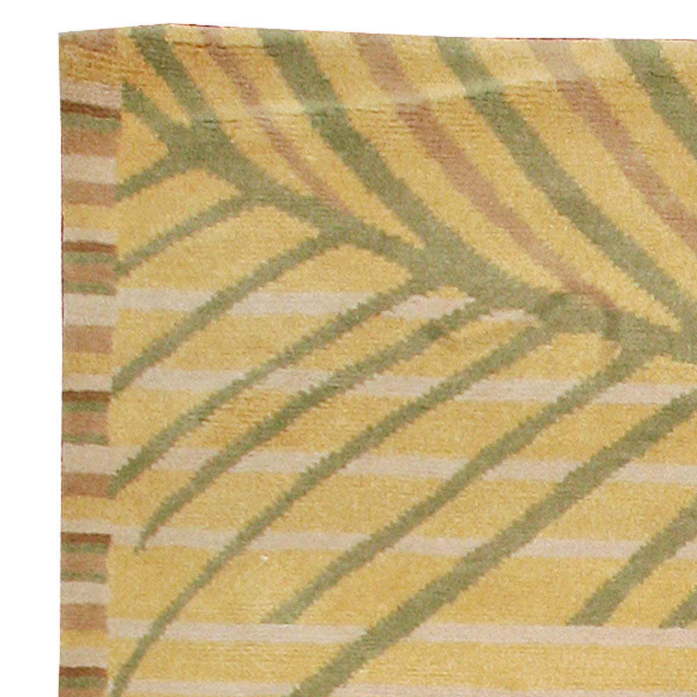 Doris Leslie Blau Collection Scandinavian Inspired Tibetan Rug in Yellow & Green N10965