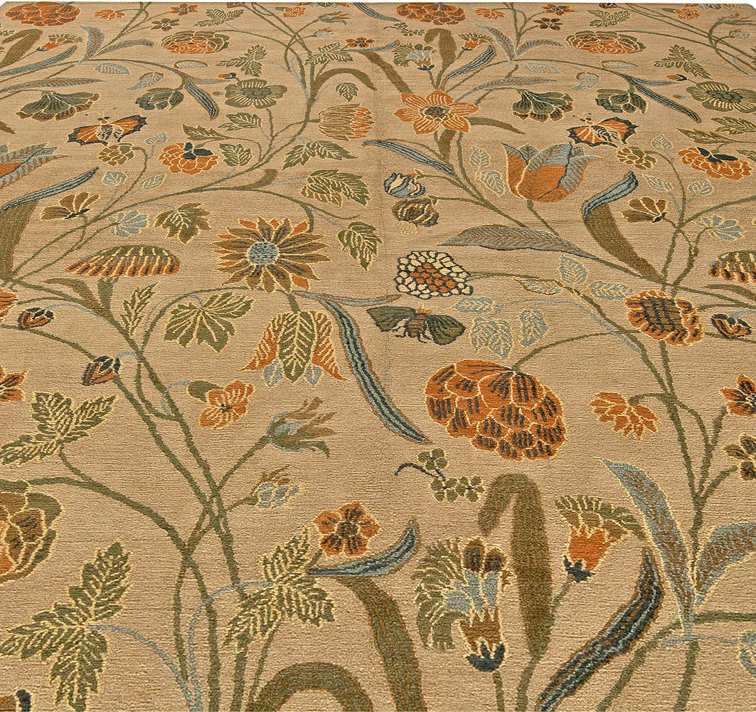 Doris Leslie Blau Collection Tibetan European Inspired Floral Handmade Wool Rug N11121