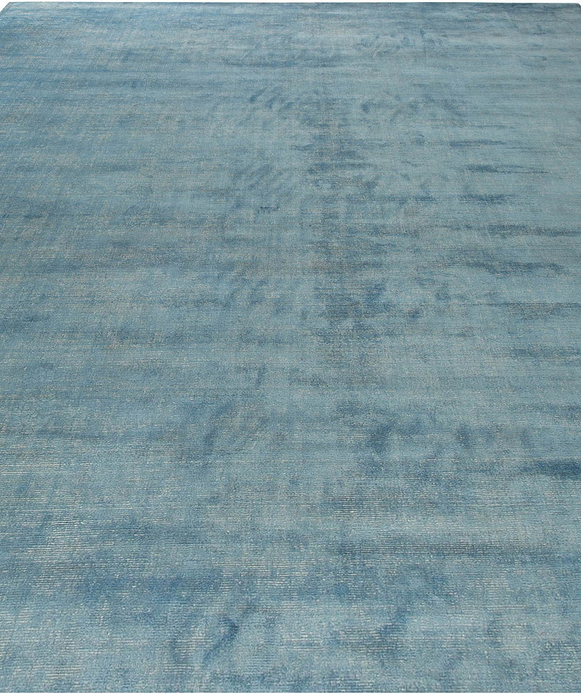 Doris Leslie Blau Collection Modern Traditional Blue Handmade Linen, Silk Rug N10929