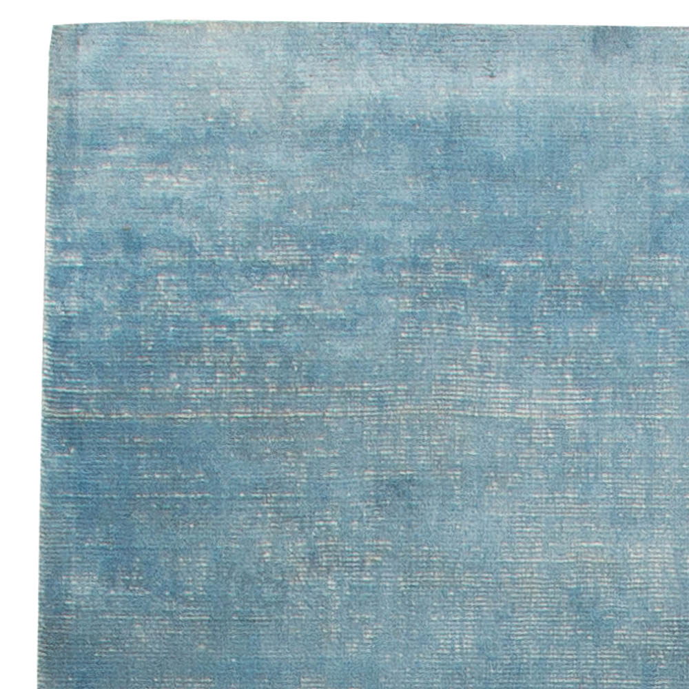 Doris Leslie Blau Collection Modern Traditional Blue Handmade Linen, Silk Rug N10929