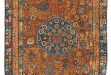 19th Century Samarkand “Khotan” <mark class='searchwp-highlight'>Blue</mark> & Red-Brown Handmade Rug BB4397