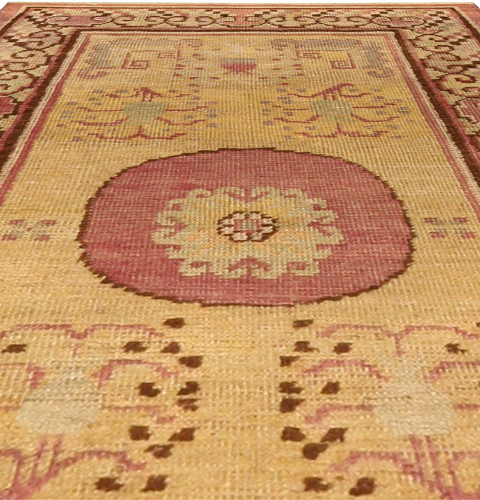 Vintage Samarkand (Khotan) Yellow Hand Knotted Wool Rug BB4439