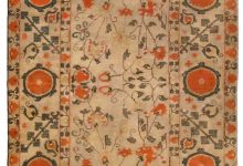 19th Century Samarkand Light Camel and Orange Handwoven Wool Rug BB4256