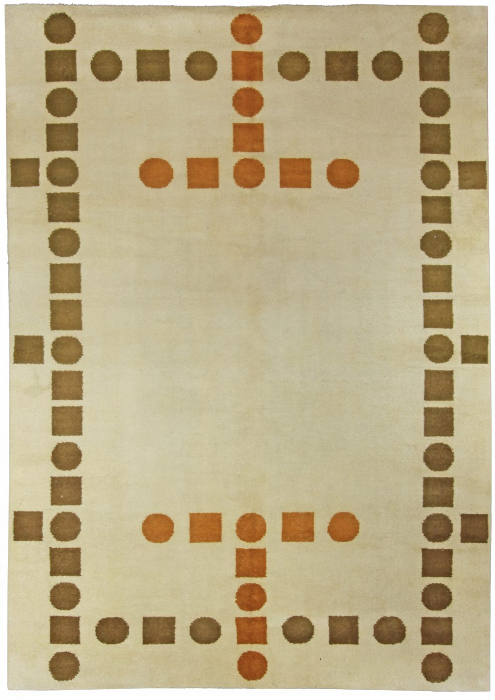 Authentic French Art Deco Handmade Wool Rug BB5366