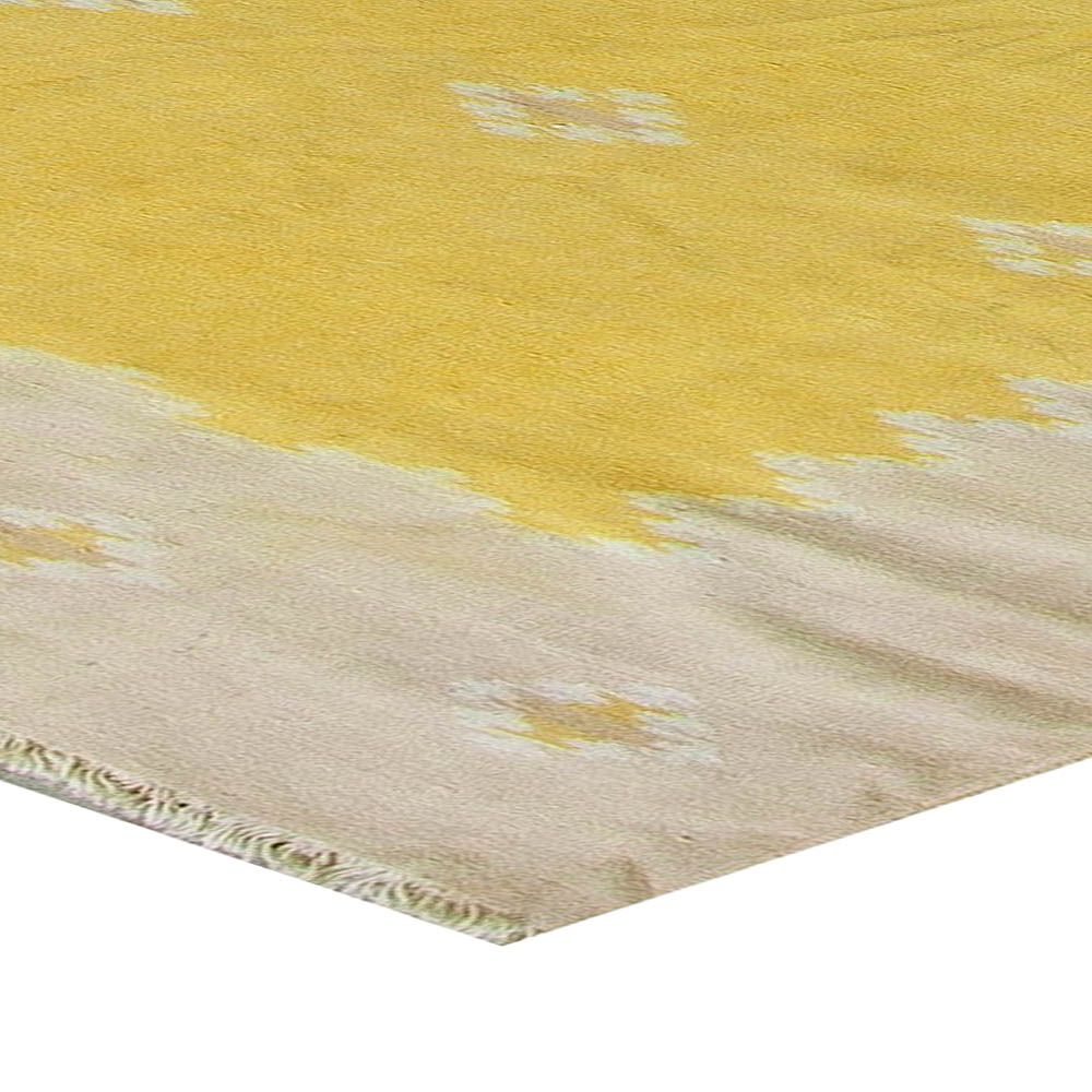 Mid-20th Yellow Century Indian Dhurrie Flat-Woven Cotton Rug BB5895