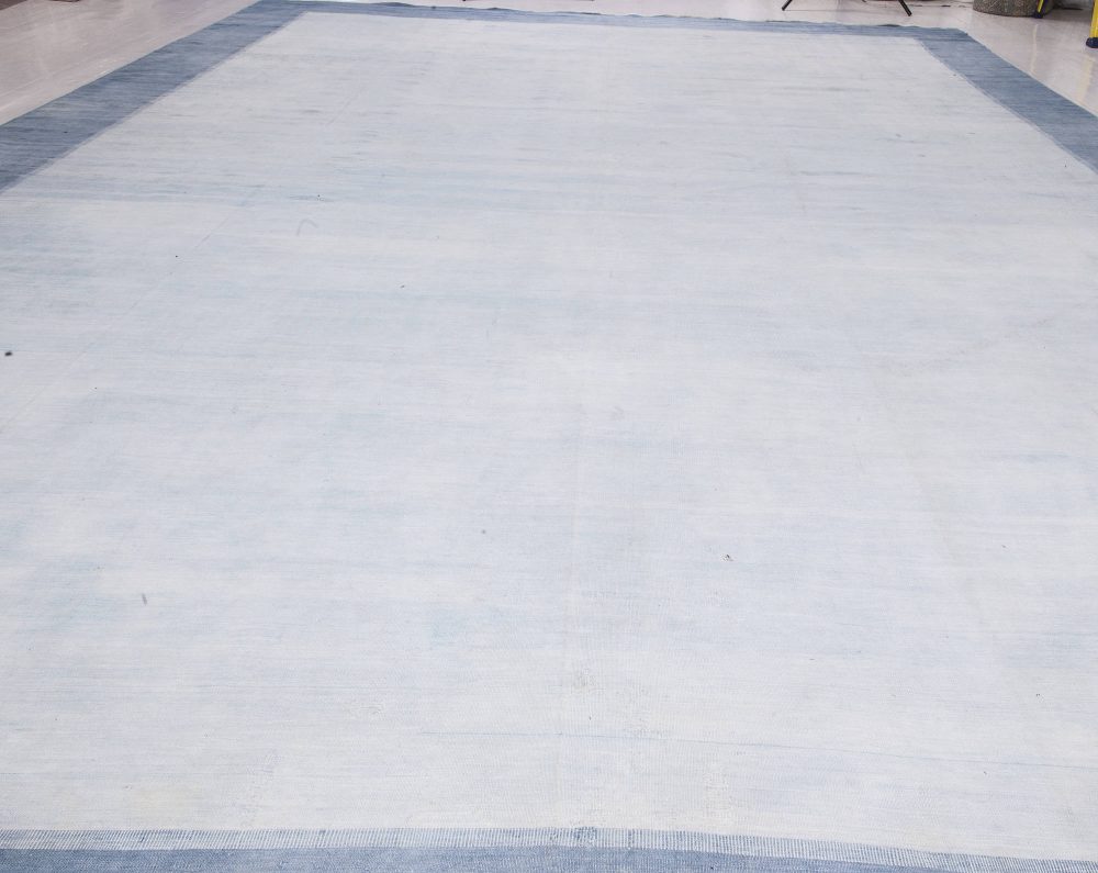 Mid-20th Century Blue Indian Dhurrie Handwoven Cotton Rug BB6534