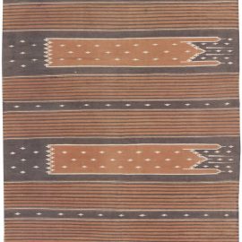 Oversized Mid-Century Indian Dhurrie Geometric Warm Tan Flatweave Cotton Runner BB6285