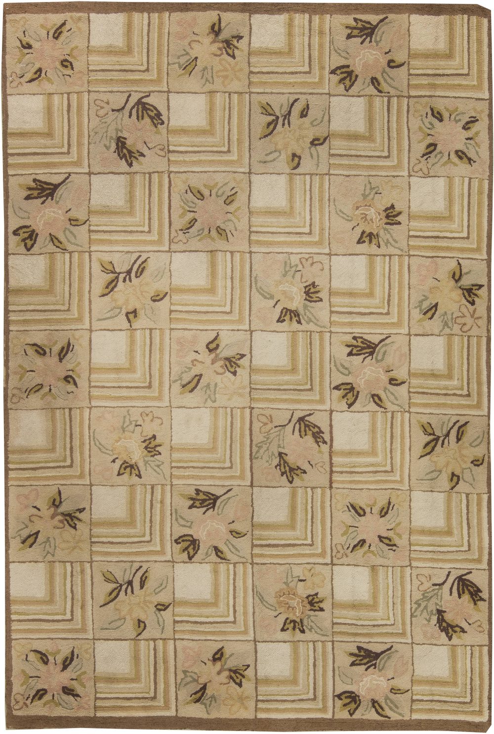 One-of-a-kind Vintage American Hooked Floral Rug BB0620