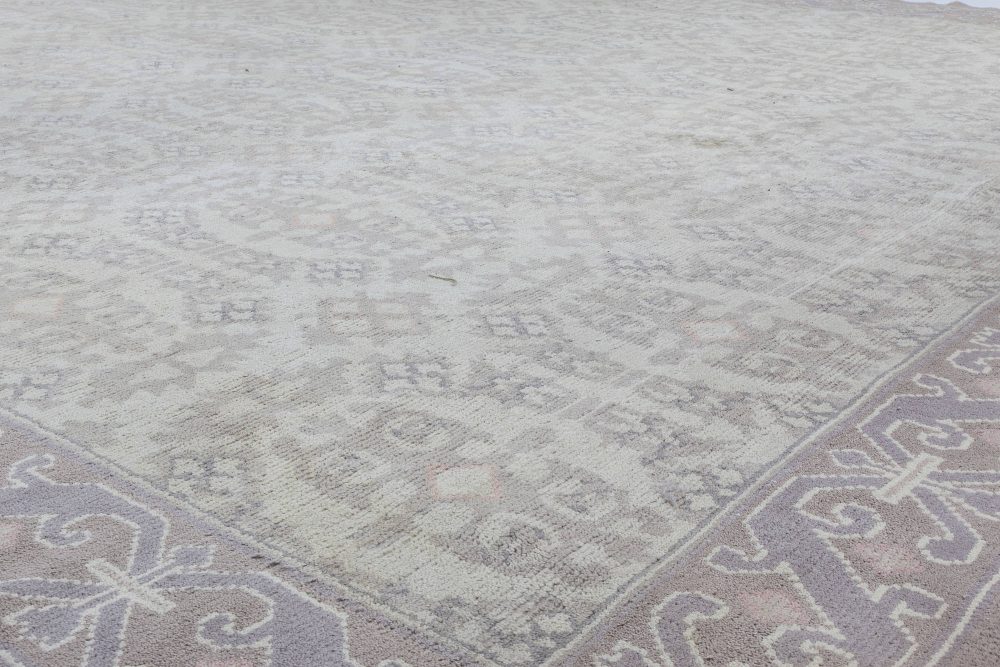 High-quality Vintage Spanish Beige Handmade Wool Rug BB5979