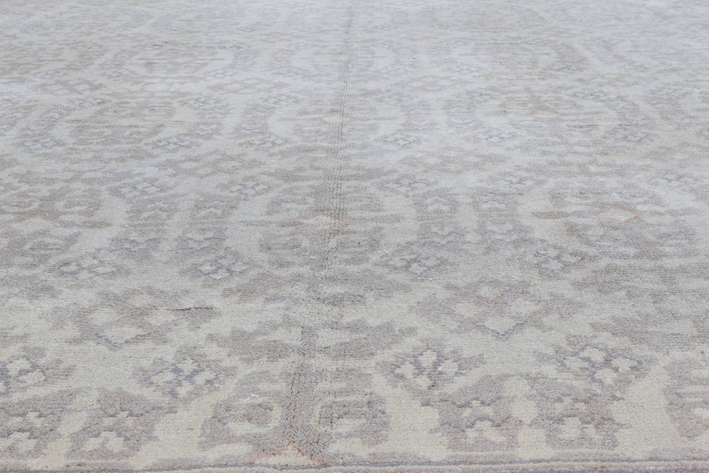 High-quality Vintage Spanish Beige Handmade Wool Rug BB5979